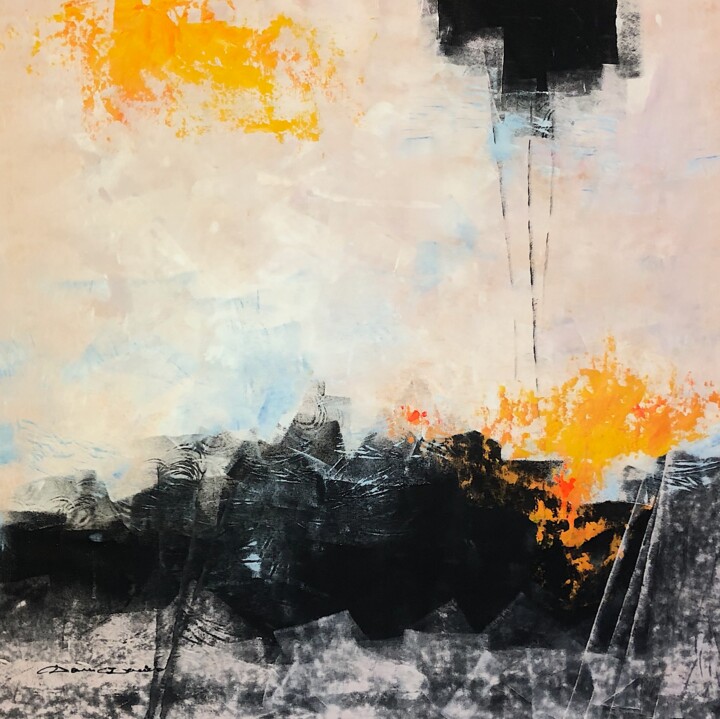 Peinture intitulée "Minimalist landscape" par Dam Domido, Œuvre d'art originale, Acrylique