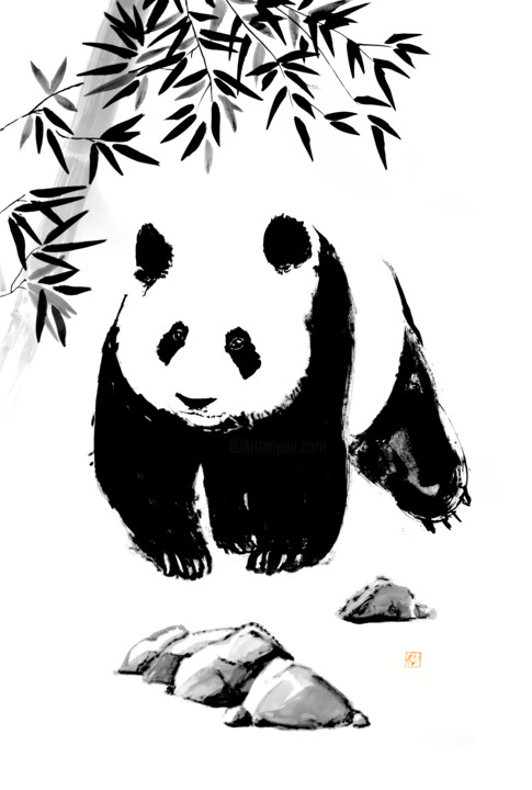 panda walking 图画, 59.1x39.4 in