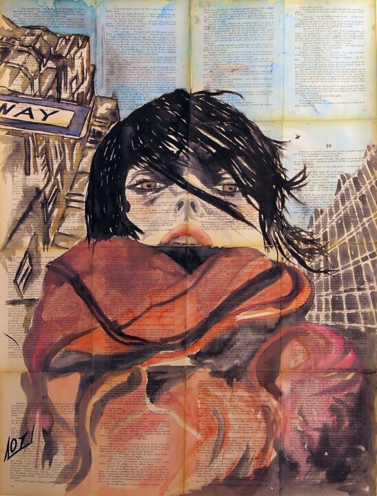 Selfie in New York 绘画, 39.4x27.6 in