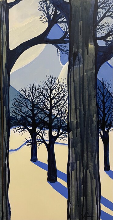 Schilderij getiteld "Back to the roots.…" door Anna Veber, Origineel Kunstwerk, Acryl Gemonteerd op Frame voor houten branca…