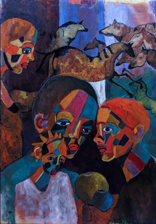Gesichter und Progress 绘画, 39.4x27.6 in