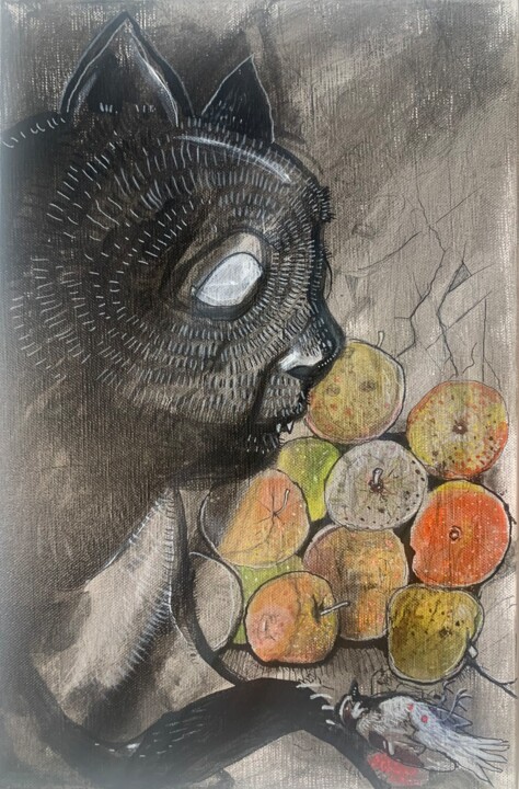 Petit monstre : instinct de chasse 绘画, 16.1x10.6 in