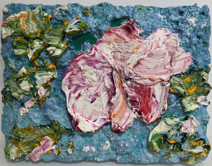Painting titled "Fleur" by Pascal Courcelles, Original Artwork, Oil