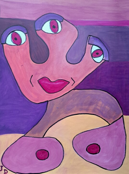 " Jeu de Seins " 绘画, 25.6x19.7 in