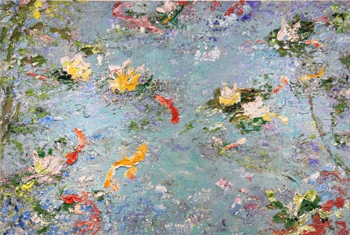 Painting titled "Belle Lumière" by Pascal Courcelles, Original Artwork, Oil Mounted on Wood Stretcher frame