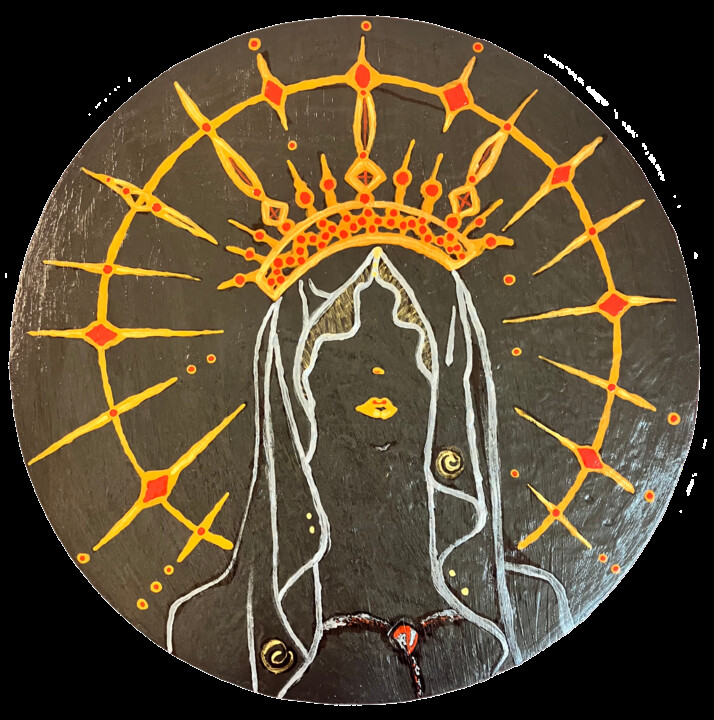 Painting titled "Dark Halo" by Blooming Paint, Original Artwork, Acrylic Mounted on Wood Stretcher frame