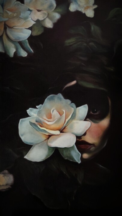 Painting titled "Hidden in plain sig…" by Veronica Ciccarese, Original Artwork, Oil Mounted on Wood Stretcher frame