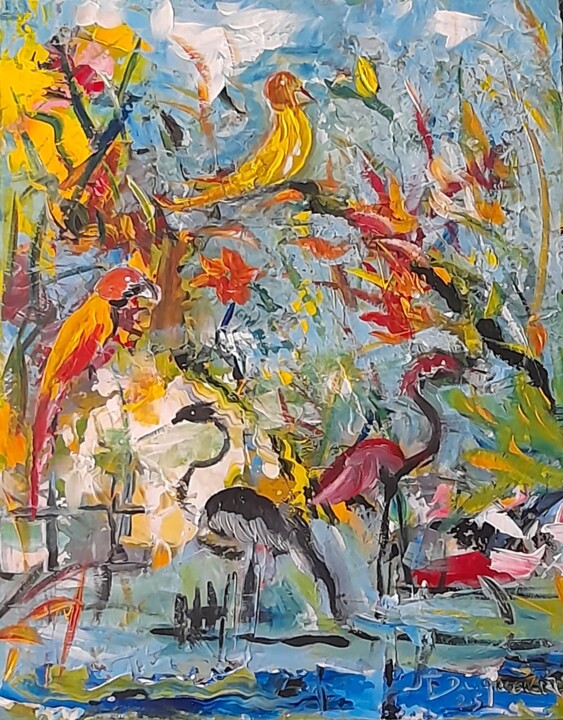 Le Zoo exotique 绘画, 16.1x13 in