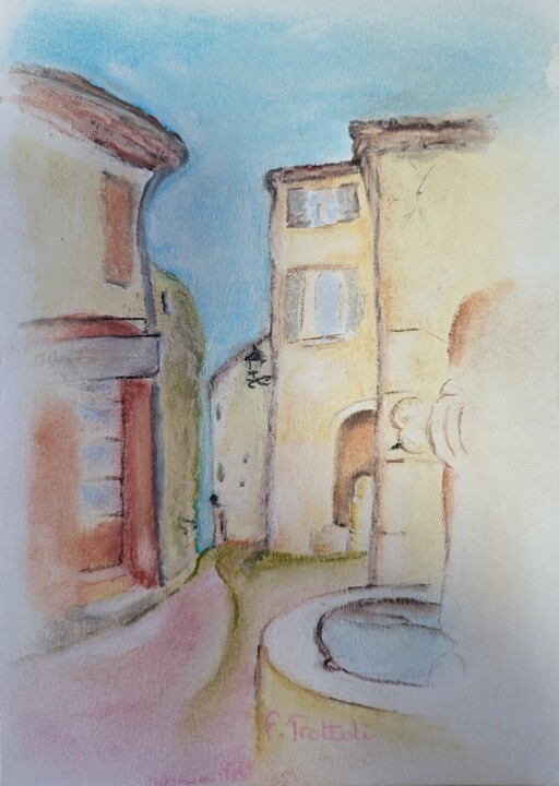 Ruelle et fontaine de Séguret 图画, 8.3x5.8 in