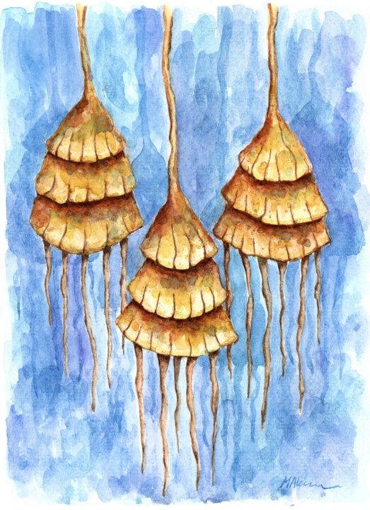 Hanging Lantern Pods 绘画, 8.3x5.7 in