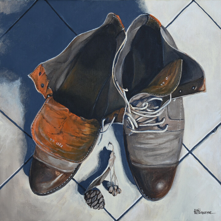 Schilderij getiteld "CHEMIN FAISANT, MES…" door Alain Rouschmeyer, Origineel Kunstwerk, Acryl Gemonteerd op Frame voor houte…