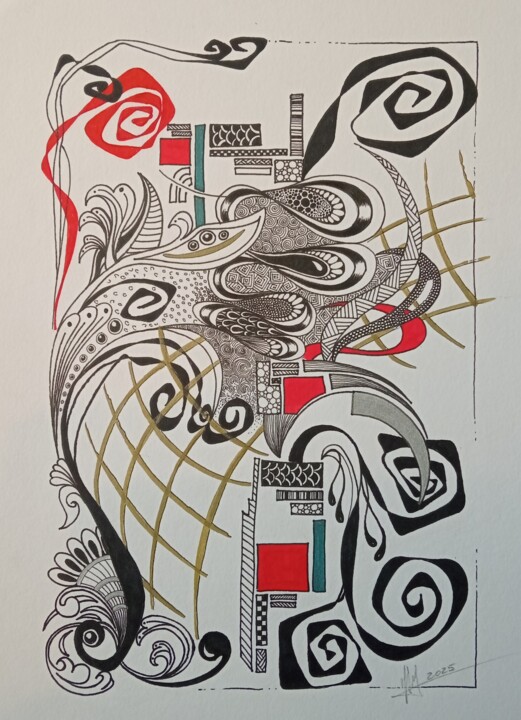 Black Roses Dessin, 11,7x8,3 in