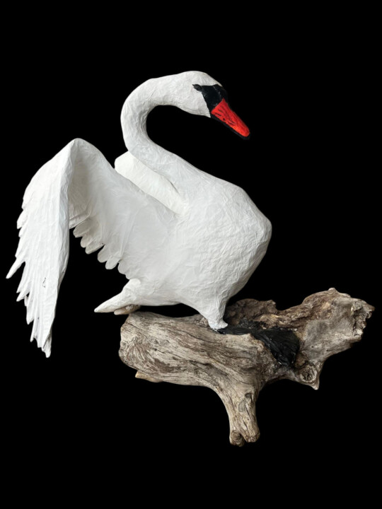 Elisabeth, cygne blanc. 雕塑, 31.5x31.5 in
