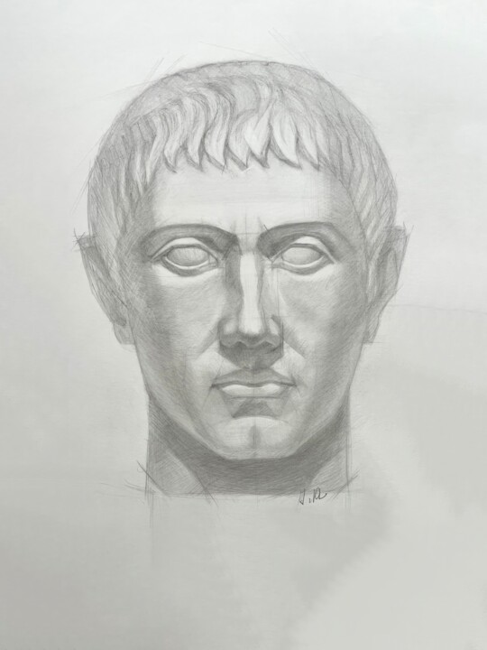 Drawing titled "Timeless Apollo" by Ilsy Khaff, Original Artwork, Pencil