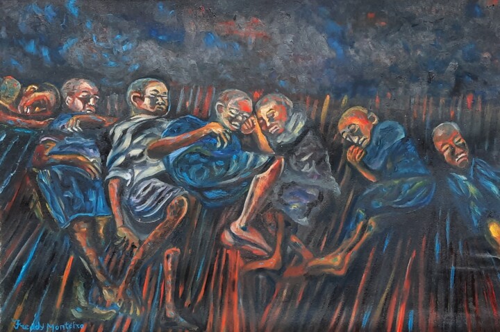Meninos Dormindo no Relento 绘画, 15.5x22.6 in