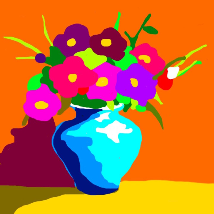 Arts numériques intitulée "Bouquet dans une lu…" par Stephane Pruvot, Œuvre d'art originale, Peinture numérique