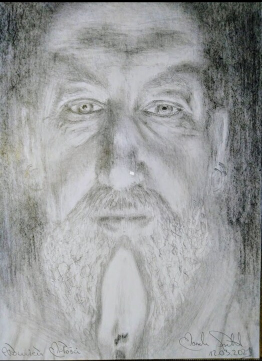 Dibujo titulada "Marek (Autoportret)" por Marek Spetel, Obra de arte original, Lápiz Montado en Plexiglás