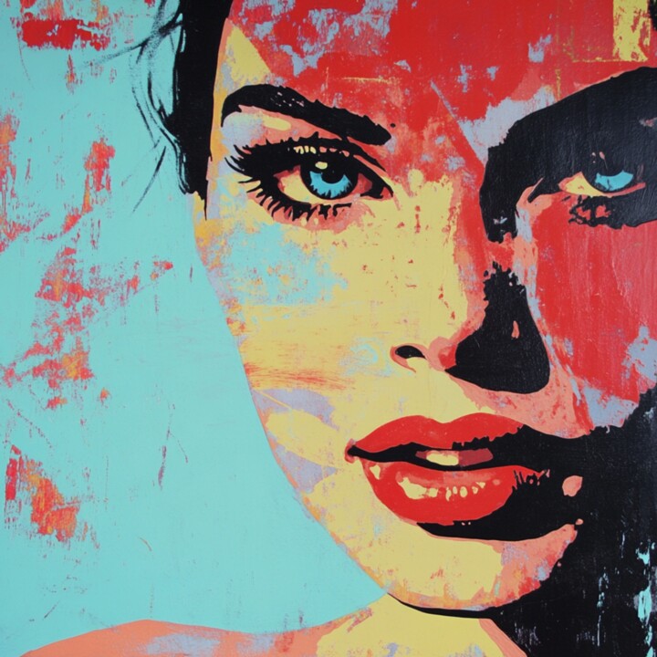 Painting titled "FATAL BLUE" by Claudia Sauter (Poptonicart), Original Artwork, Acrylic