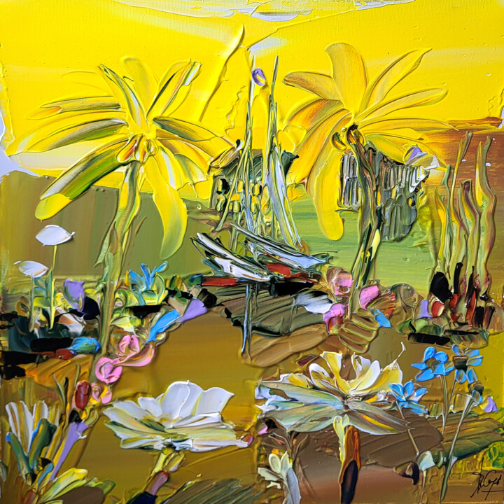Peinture intitulée "Un pays de merveill…" par Muriel Cayet, Œuvre d'art originale, Acrylique Monté sur Châssis en bois