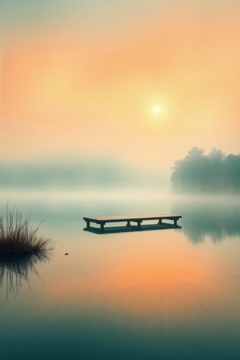 Sunrise at Saroma Lake, Hokkaido 디지털 아트