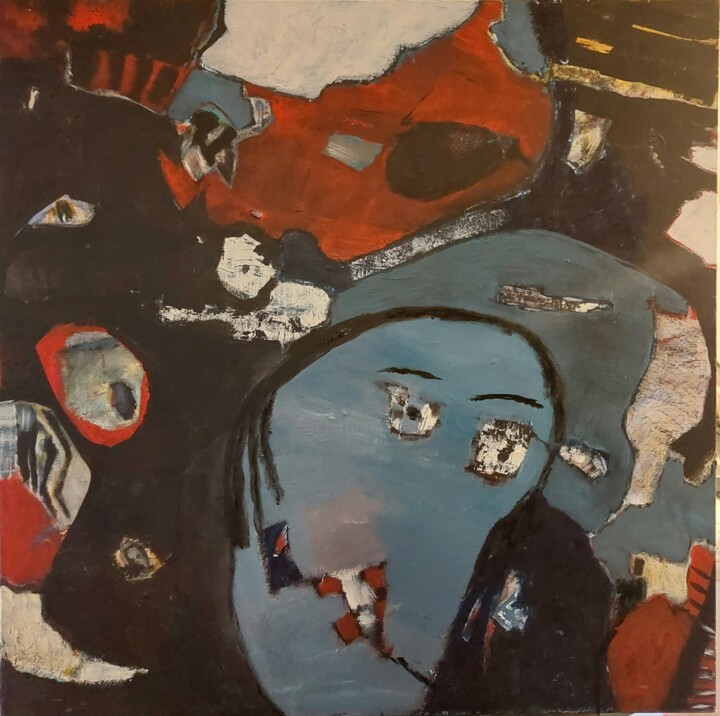 Quand la langue ment, la paranoïa est là... 绘画, 31.5x31.5 in