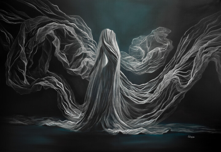"Veil of Omission" 绘画, 27.6x39.4 in