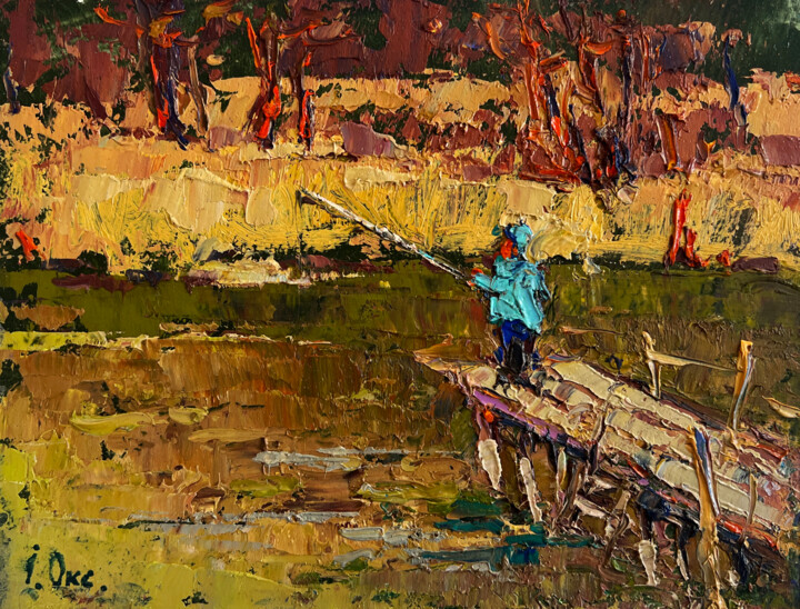 The Lonely Fisherman Tablo, 5,9x7,9 in