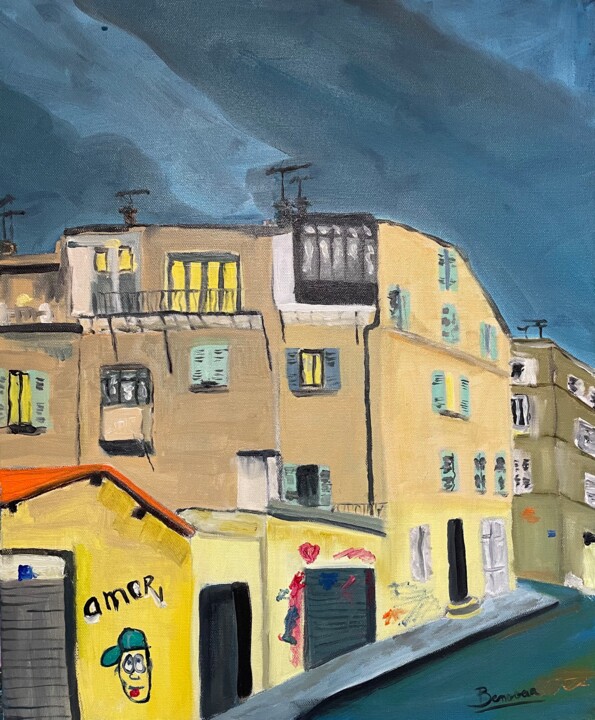 Peinture 16267 Marseille quartier de Lodi Tablo, 18,1x15 in