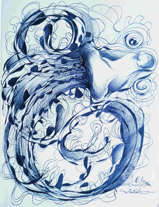 Medusa arancino I Disegno, 14,2x10,6 in