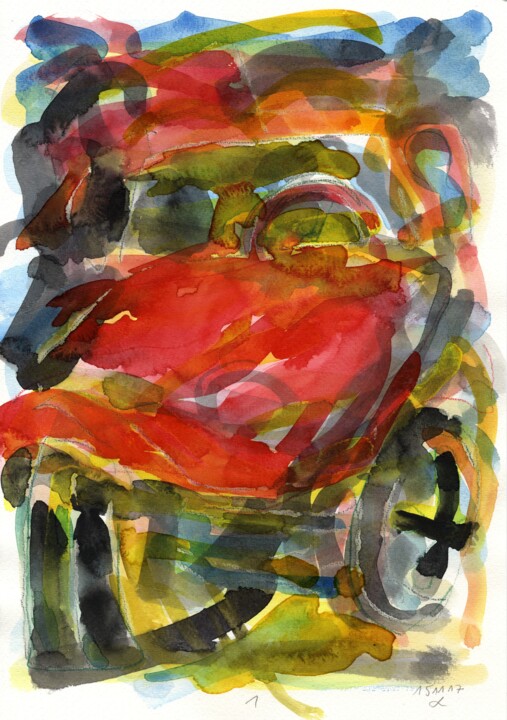 Malerei mit dem Titel "Auto/Selbster (1511…" von Detlef Lemme (Farbenkugel), Original-Kunstwerk, Aquarell