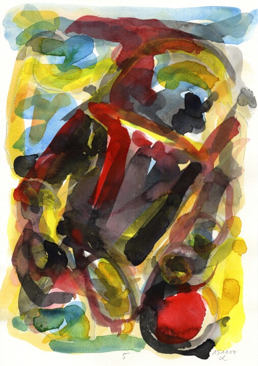 Malerei mit dem Titel "Auto/Selbster (1511…" von Detlef Lemme (Farbenkugel), Original-Kunstwerk, Aquarell