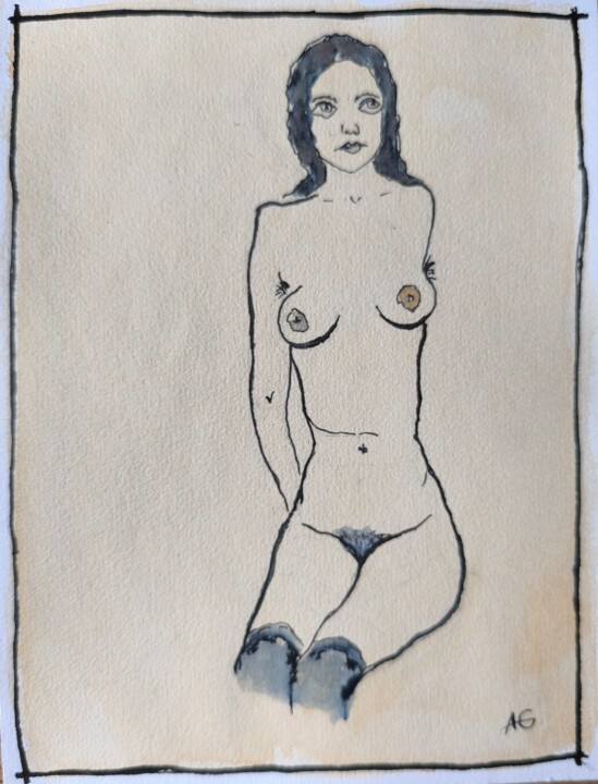 Drawing titled "Figure sketch" by Aleksej Grishkovec, Original Artwork, Ink
