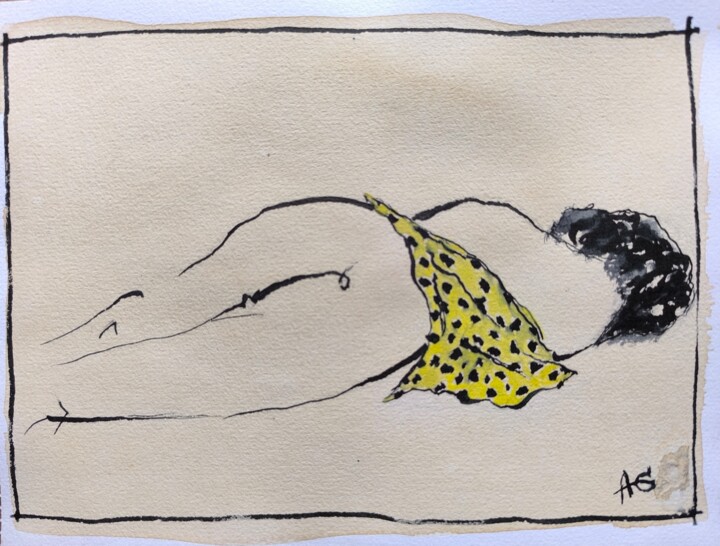 Drawing titled "Figure sketch #3" by Aleksej Grishkovec, Original Artwork, Ink