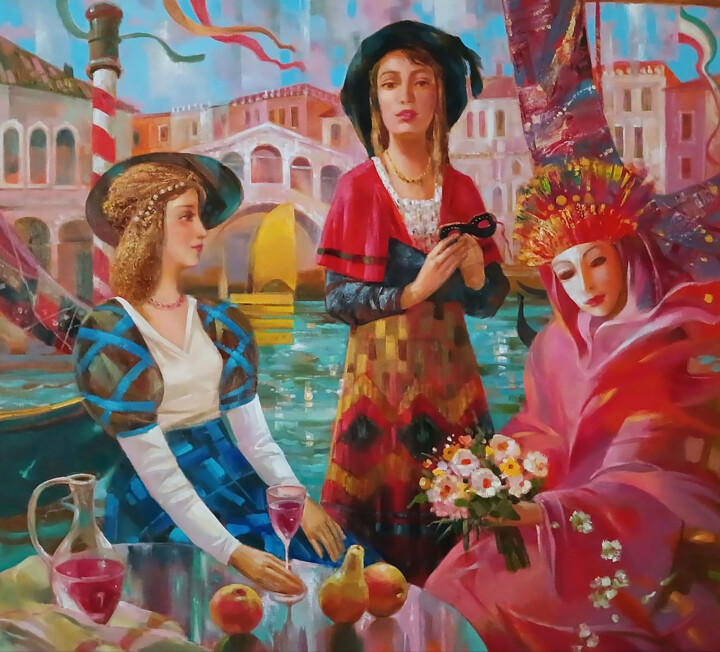 Carnival in Venice 绘画, 35.4x43.3 in