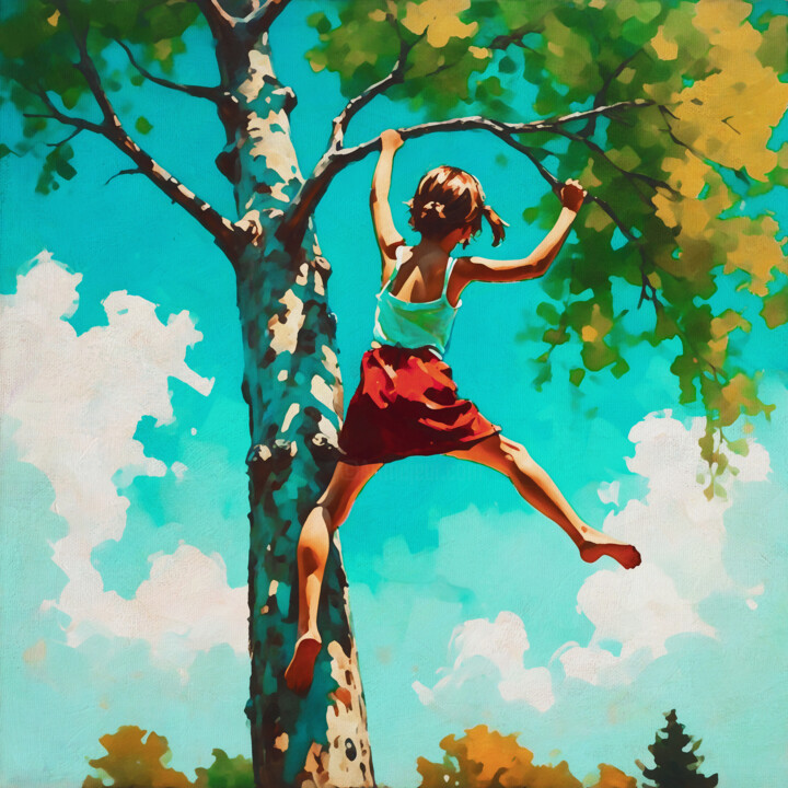 Peinture intitulée "Climb to New Height…" par Jan Keteleer, Œuvre d'art originale, Peinture numérique Monté sur Panneau de b…