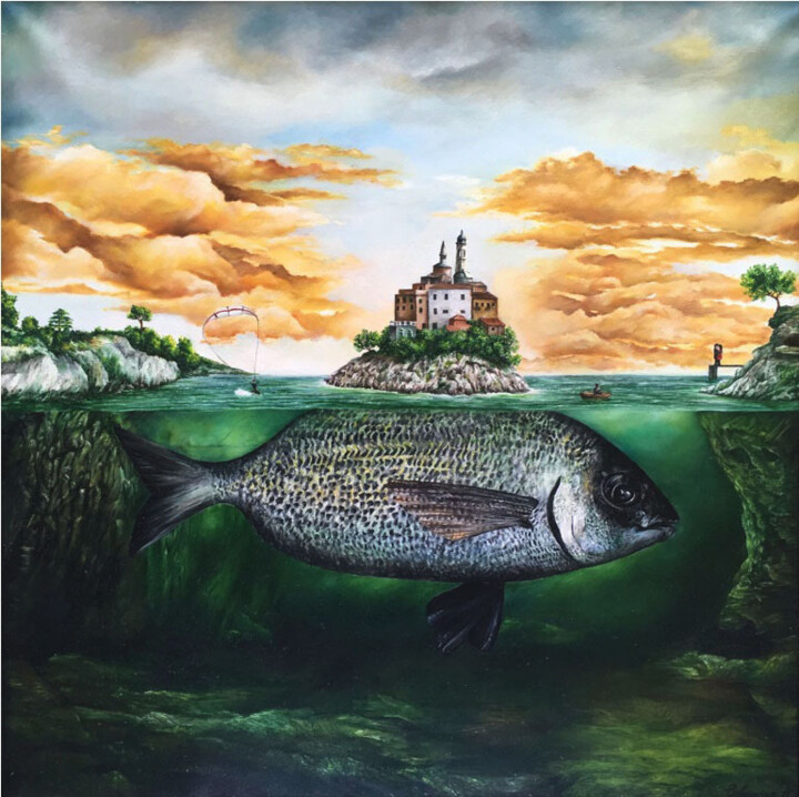 Fish Island 绘画, 31.5x31.5 in