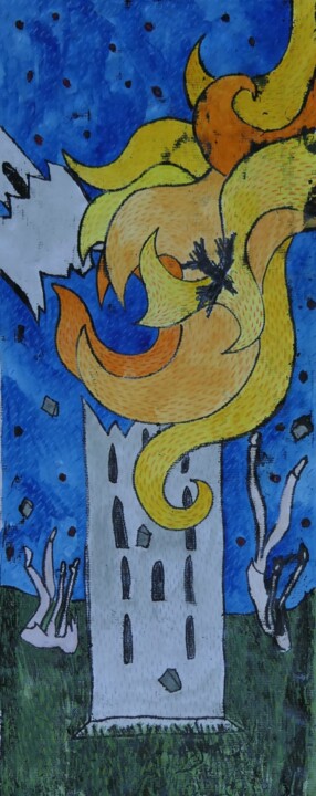 " Maison Dieu Numéro 2 " 绘画, 25.4x19.7 in