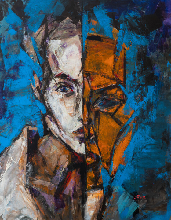 "Кто ты?" 绘画, 35.4x27.6 in