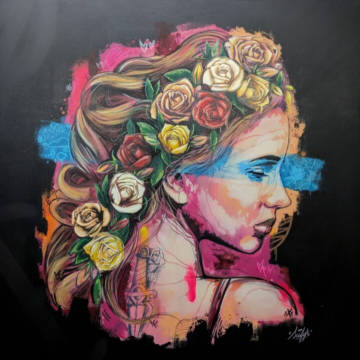 La femme aux roses 绘画, 39.4x39.4 in