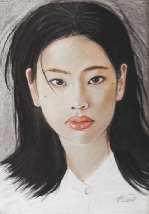 Ho Yeon Jung Pastel sec sur papier Pastel Mat Desenho, 11,8x9,5 in