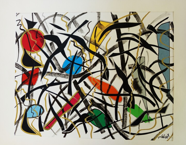 Le disque rouge Collages, 19.7x23.6 in
