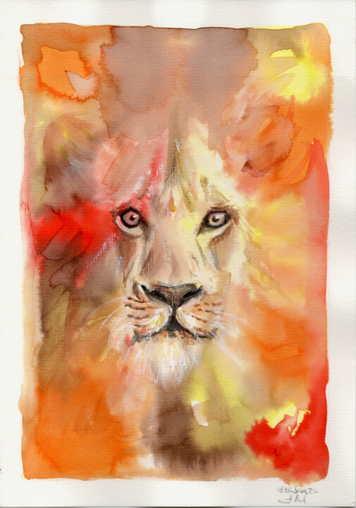 Lion Blur Painting, 11.7x8.3 in