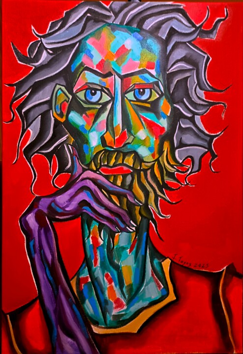 "EL PENSADOR" 绘画, 27.6x19.7 in