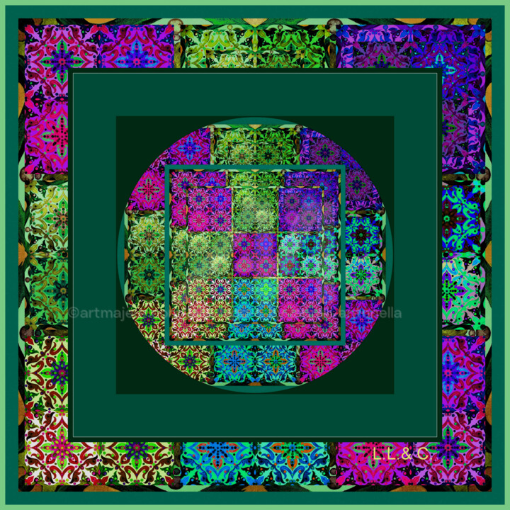 FOULARD ARTISTICI IN SETA Collezione-Arabescar- 纺织艺术, 27.6x27.6 in