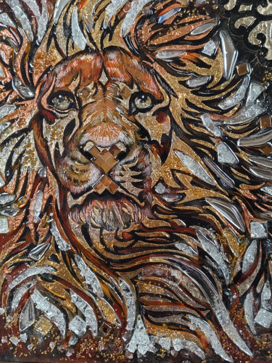 ""Golden Lion 绘画, 17.3x15 in