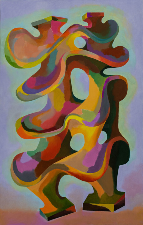 Painting titled "Spring waves of ima…" by Ivan Stoyanov, Original Artwork, Oil