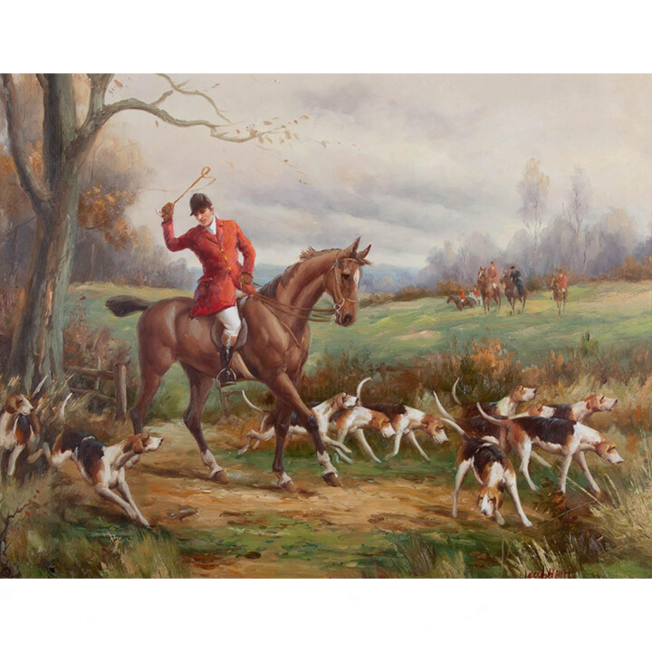 fox hunting 绘画, 20x24 in