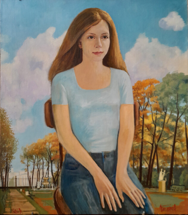 Елена (портрет дочери художника) 绘画, 31.5x27.6 in