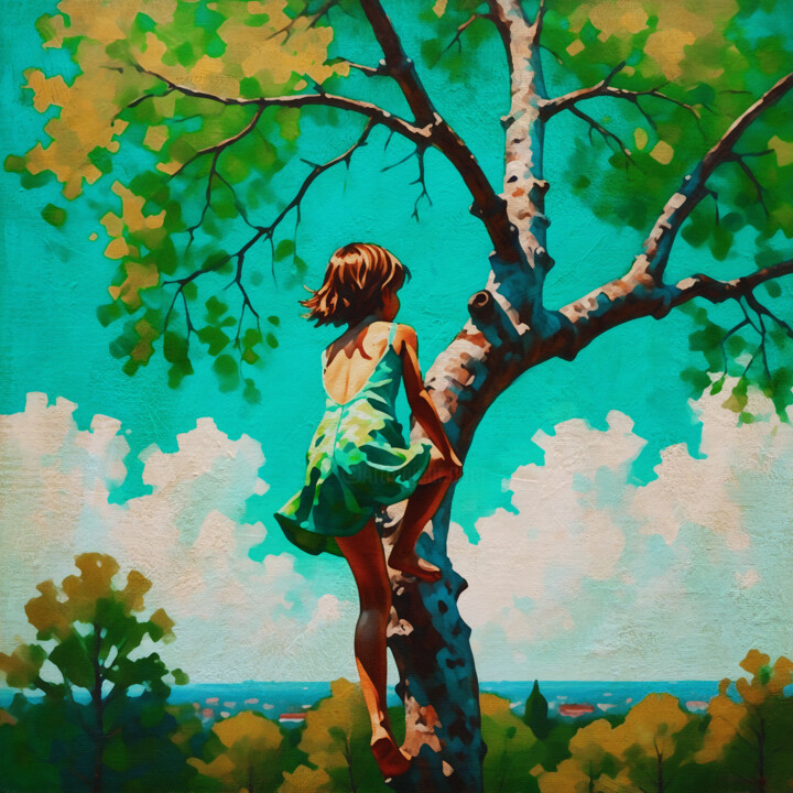 Peinture intitulée "Fearless Climber" par Jan Keteleer, Œuvre d'art originale, Peinture numérique Monté sur Panneau de bois