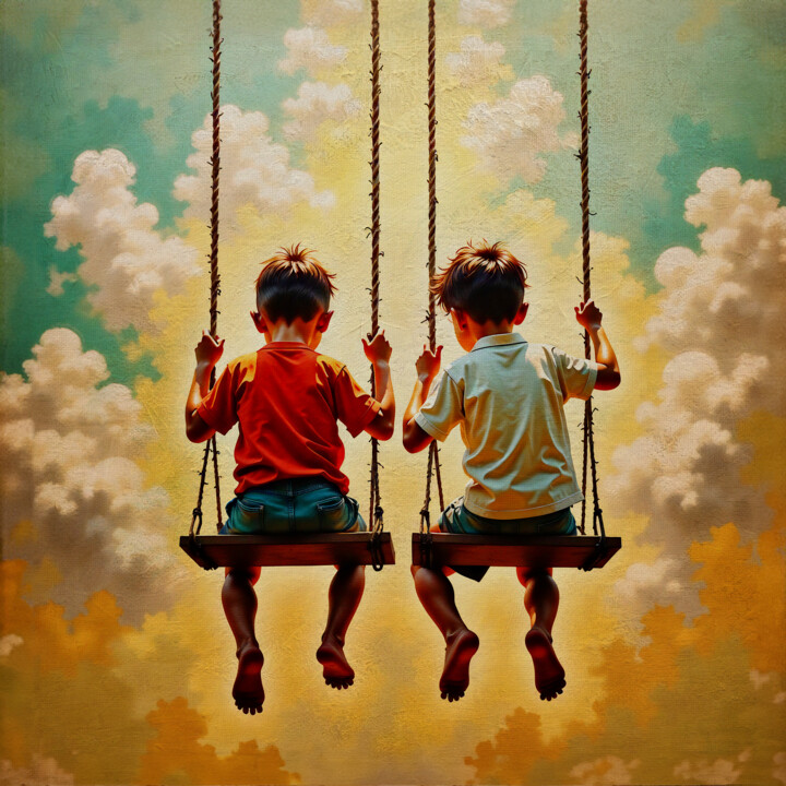 Peinture intitulée "Ready to swing" par Jan Keteleer, Œuvre d'art originale, Peinture numérique Monté sur Panneau de bois